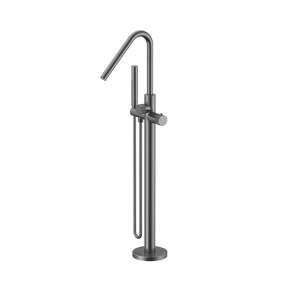 STRIA BADMENGKRAAN - VRIJSTAAND - THERMOSTATISCH - MET HANDDOUCHE EN DOUCHESLANG - KNOPPEN MET RIBBELSTRUCTUUR - BELGAQUA - GUNMETAL (PVD)