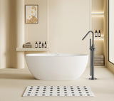 STRIA BADMENGKRAAN - VRIJSTAAND - THERMOSTATISCH - MET HANDDOUCHE EN DOUCHESLANG - KNOPPEN MET RIBBELSTRUCTUUR - BELGAQUA - GUNMETAL (PVD)