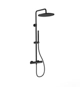STRIA REGENDOUCHESET - THERMOSTATISCH - COOL TOUCH - HOOFDDOUCHE 30 CM - OPBOUW - KNOPPEN MET VERFIJNDE RIBBELSTRUCTUUR - BELGAQUA - BRUIN BRONS (PVD)