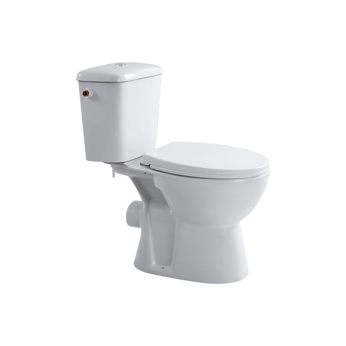 ALONI PRO DUOBLOK - STAAND TOILET - RANDLOOS - P-TRAP - MUURUITLAAT - MET RESERVOIR - MET SPOELMECHANISME - DUBBELE SPOELFUNCTIE 4/6L - MET ZITTING - SOFTCLOSE - QUICK RELEASE - 39X73X67 CM - WIT