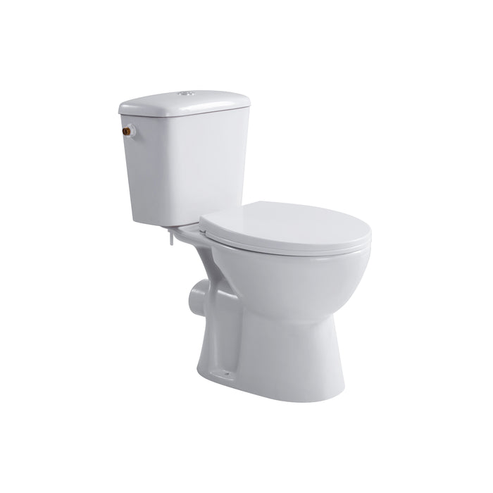 ALONI PRO DUOBLOK - STAAND TOILET - RANDLOOS - P-TRAP - MUURUITLAAT - MET RESERVOIR - MET SPOELMECHANISME - DUBBELE SPOELFUNCTIE 4/6L - MET ZITTING - SOFTCLOSE - QUICK RELEASE - 39X73X67 CM - WIT