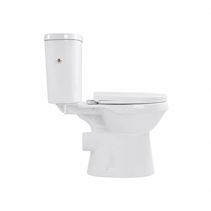 ALONI PRO5027 DUOBLOK - STAAND TOILET MET BIDET - RANDLOOS - P-TRAP - MUURUITLAAT - MET RESERVOIR - MET SPOELMECHANISME - DUBBELE SPOELFUNCTIE 4/6L - MET ZITTING - SOFTCLOSE - QUICK RELEASE - 40X79X65 CM - WIT