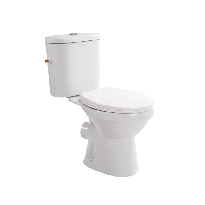 ALONI PRO5027 DUOBLOK - STAAND TOILET MET BIDET - RANDLOOS - P-TRAP - MUURUITLAAT - MET RESERVOIR - MET SPOELMECHANISME - DUBBELE SPOELFUNCTIE 4/6L - MET ZITTING - SOFTCLOSE - QUICK RELEASE - 40X79X65 CM - WIT