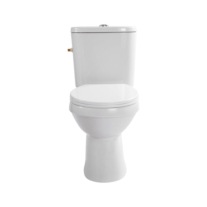 ALONI PRO5027 DUOBLOK - STAAND TOILET MET BIDET - RANDLOOS - P-TRAP - MUURUITLAAT - MET RESERVOIR - MET SPOELMECHANISME - DUBBELE SPOELFUNCTIE 4/6L - MET ZITTING - SOFTCLOSE - QUICK RELEASE - 40X79X65 CM - WIT
