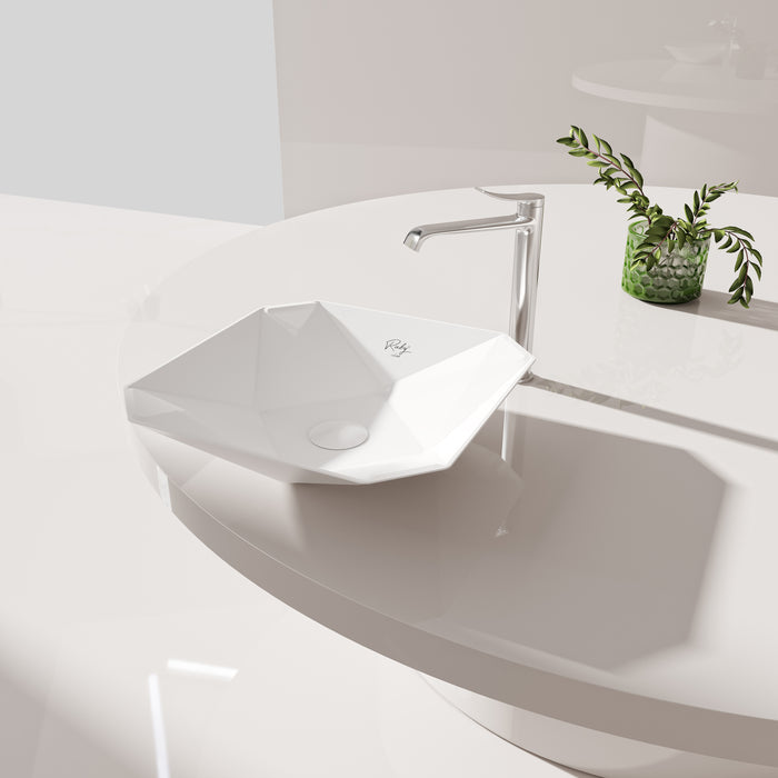 CREAVIT RUBY RB040 WASKOM - OPBOUW - KERAMIEK - ZONDER OVERLOOP - ZONDER KRAANGAT - 40X8,5X40 CM - GLANZEND WIT