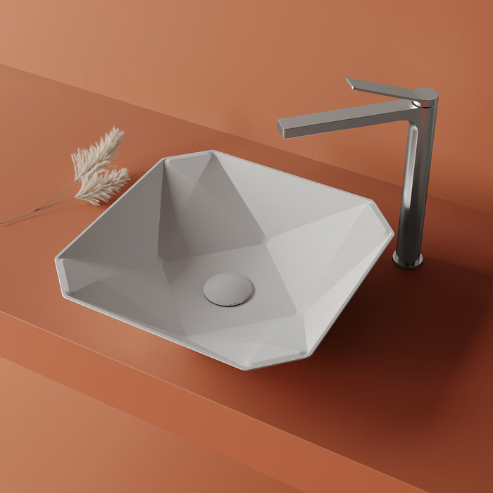 CREAVIT RUBY RB040 WASKOM - OPBOUW - KERAMIEK - ZONDER OVERLOOP - ZONDER KRAANGAT - 40X8,5X40 CM - GLANZEND WIT