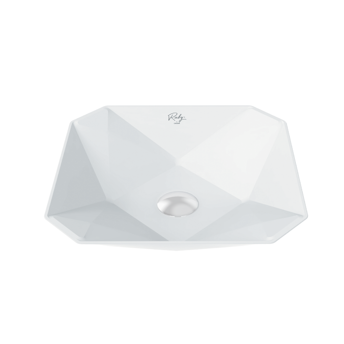 CREAVIT RUBY RB040 WASKOM - OPBOUW - KERAMIEK - ZONDER OVERLOOP - ZONDER KRAANGAT - 40X8,5X40 CM - GLANZEND WIT