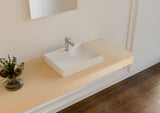 CREAVIT RUBY RB064 WASTAFEL - OPBOUW - KERAMIEK - ZONDER OVERLOOP - MET KRAANGAT - 60,5X11X45,5 CM - GLANZEND WIT