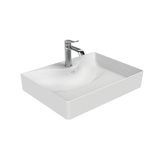 CREAVIT RUBY RB064 WASTAFEL - OPBOUW - KERAMIEK - ZONDER OVERLOOP - MET KRAANGAT - 60,5X11X45,5 CM - GLANZEND WIT