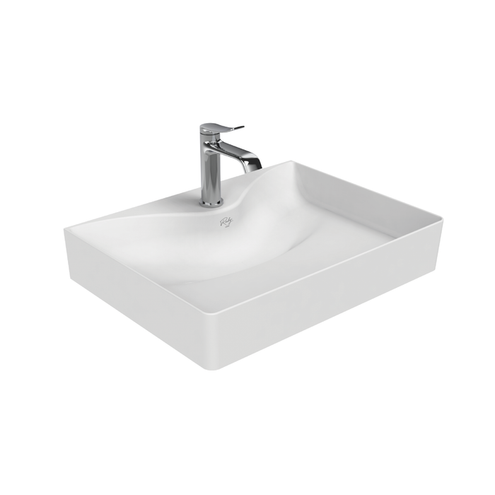 CREAVIT RUBY RB064 WASTAFEL - OPBOUW - KERAMIEK - ZONDER OVERLOOP - MET KRAANGAT - 60,5X11X45,5 CM - GLANZEND WIT