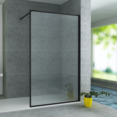ALONI INLOOPDOUCHE MET KADER - 1000 X 2000MM - MAT ZWART - HELDER GLAS