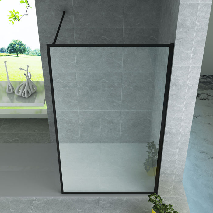 ALONI INLOOPDOUCHE MET KADER - 1400 X 2000MM - MAT ZWART - HELDER GLAS