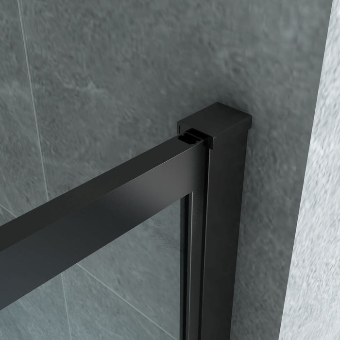 ALONI INLOOPDOUCHE MET KADER - 1400 X 2000MM - MAT ZWART - HELDER GLAS