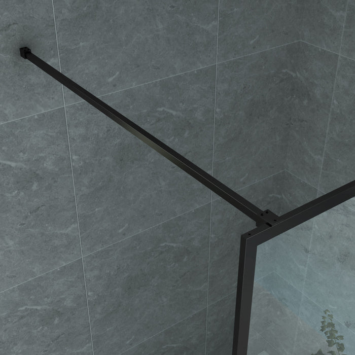 ALONI INLOOPDOUCHE MET KADER - 1400 X 2000MM - MAT ZWART - HELDER GLAS