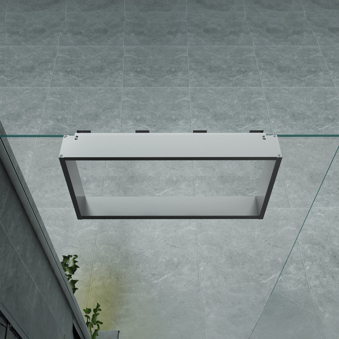 OPBOUWNIS VOOR DOUCHEWAND - 4 HANDDOEKHAKEN - ALUMINIUM - 60X30X8 CM - GLANZEND ALUMINIUM