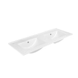 SU WASTAFEL - 2 WASBAKKEN - ZONDER KRAANGATEN - KERAMIEK - 121X46CM - GLANZEND WIT