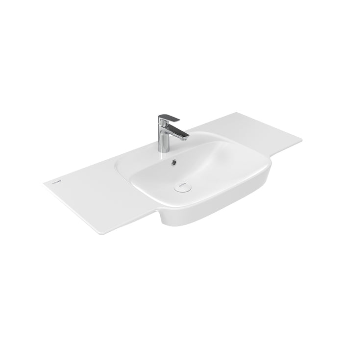 CREAVIT SAILY WASTAFEL - 1 WASBAK - 1 KRAANGAT - MET AFLEGVLAK - KERAMIEK - 100X45X17,7CM - GLANZEND WIT