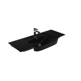 CREAVIT SAILY WASTAFEL - 1 WASBAK - 1 KRAANGAT - MET AFLEGVLAK - KERAMIEK - 100X45X17,7CM - HOUTSKOOL ZWART