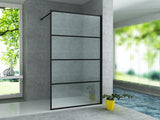 ALONI INLOOPDOUCHE MET RASTER DECOR - 1400 X 2000MM - MAT ZWART - HELDER GLAS