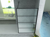 ALONI INLOOPDOUCHE MET RASTER DECOR - 1400 X 2000MM - MAT ZWART - HELDER GLAS