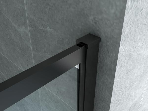 ALONI INLOOPDOUCHE MET RASTER DECOR - 1400 X 2000MM - MAT ZWART - HELDER GLAS