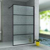 ALONI INLOOPDOUCHE MET RASTER DECOR - 800 X 2000MM - MAT ZWART - HELDER GLAS