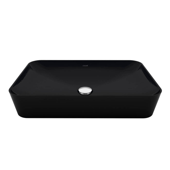 CREAVIT ULTRA WASKOM - OPBOUW - ZONDER OVERLOOP - ZONDER KRAANGAT - KERAMIEK - 60X11X40 CM - HOUTSKOOL ZWART