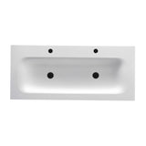 WONDA ROUND SLIM WASTAFEL - 1 WASBAK - MET OVERLOOP - 2 KRAANGATEN - KUNSTMARMER - 120X1,6X52,5 CM - MAT WIT