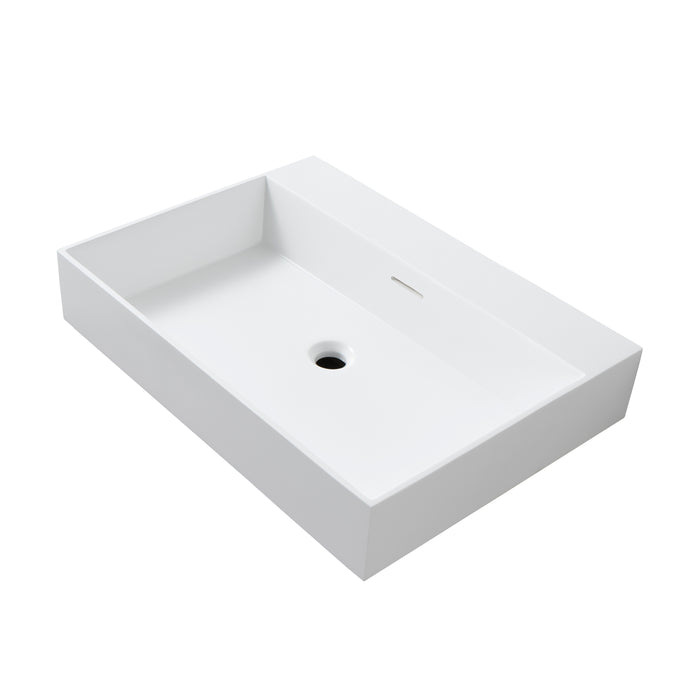 WONDA SQUARE WASTAFEL - 1 WASBAK - MET OVERLOOP - ZONDER KRAANGAT - KUNSTMARMER - 80X12X52,5 CM - MAT WIT