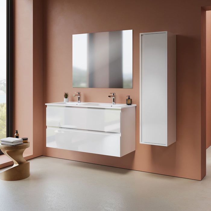 ALONI SALLY XL WASTAFELONDERKAST - 2 LADES - SOFTCLOSE - GREEPLOOS - 118X60X45,3 CM - GLANZEND WIT