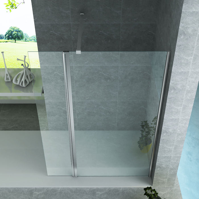 ALONI ZIJWAND MET VERBINDINGSPROFIEL VOOR INLOOPDOUCHE - DRAAIBAAR - 400 X 2000MM - CHROOM - HELDER GLAS