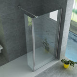 ALONI ZIJWAND MET VERBINDINGSPROFIEL VOOR INLOOPDOUCHE - DRAAIBAAR - 600 X 2000MM - CHROOM - HELDER GLAS