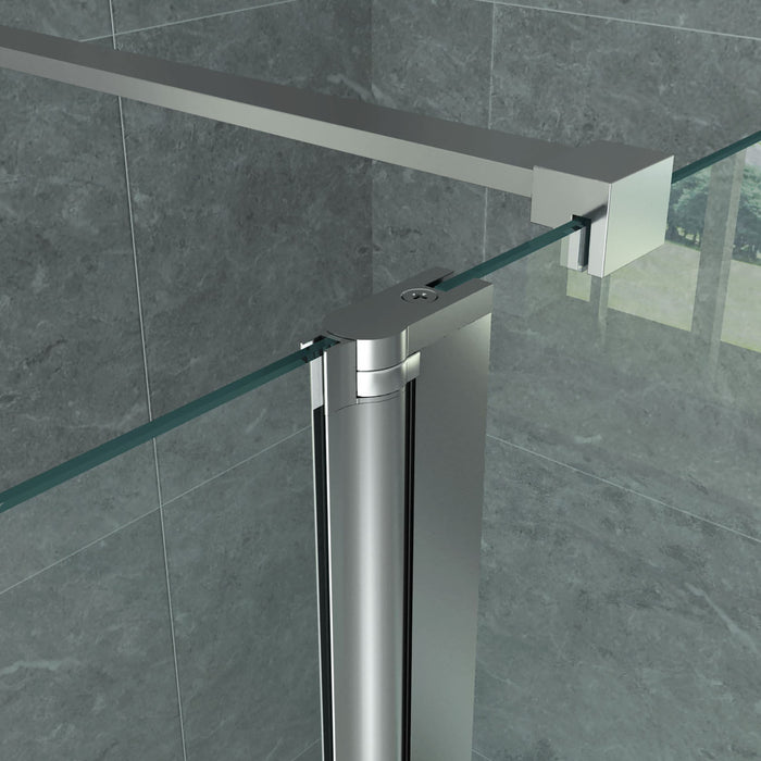 ALONI ZIJWAND MET VERBINDINGSPROFIEL VOOR INLOOPDOUCHE - DRAAIBAAR - 600 X 2000MM - CHROOM - HELDER GLAS