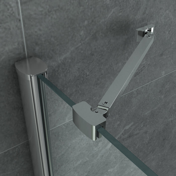 ALONI DOUCHECABINE - U-OPSTELLING - 2 DRAAIDEUREN EN 2 ZIJWANDEN - 900 X 900 X 1950 MM - CHROOM - HELDER GLAS