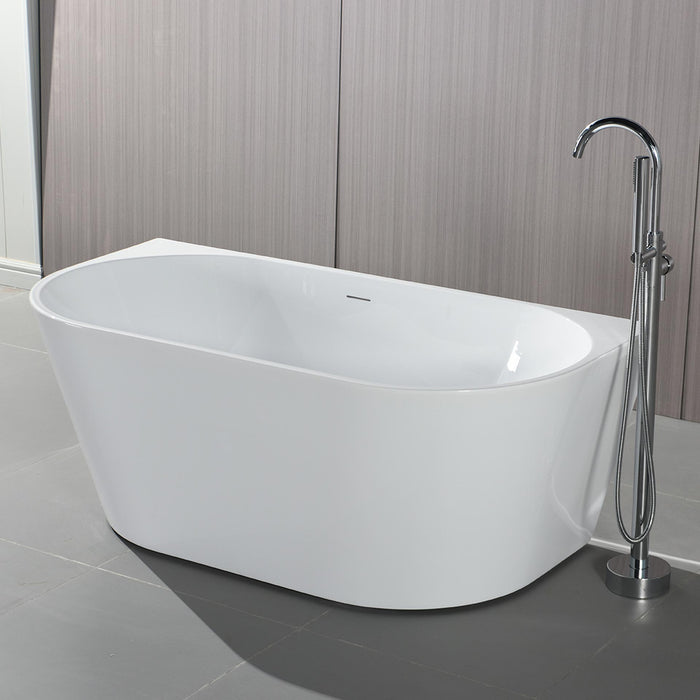 ALONI HALFVRIJSTAAND BAD - MET AFVOERSET EN CLICK WASTE - ACRYL - 170X78X58 CM - GLANZEND WIT
