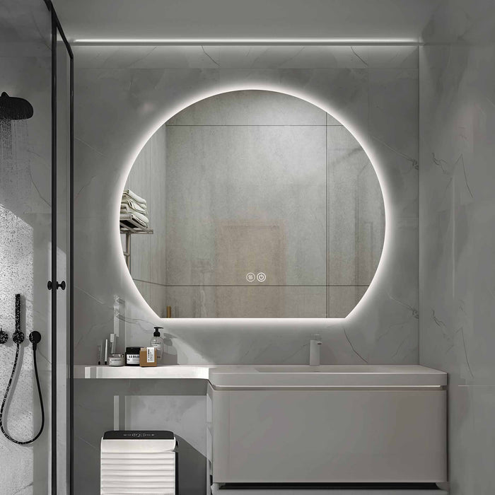 ALONI ZONSOPKOMST SPIEGEL - MET LED VERLICHTING - ROND - ZONDER LIJST - MET VERWARMING - KLEURTEMPERATUUR LED 3500-6500K - 120X100CM