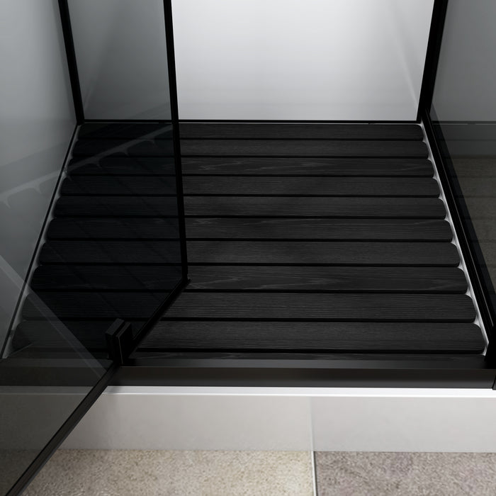 MARANI COMPLETE DOUCHECABINE MET DRAAIDEUR - OMKEERBAAR - 90X225X90 CM - MAT ZWART - GRIJS ROOKGLAS