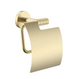STRIA TOILETROLHOUDER MET KLEP - AFWERKING MET VERFIJNDE RIBBELSTRUCTUUR - GEBORSTELD GOUD (PVD)