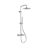 STRIA REGENDOUCHESET - THERMOSTATISCH - COOL TOUCH - HOOFDDOUCHE 30 CM - OPBOUW - KNOPPEN MET VERFIJNDE RIBBELSTRUCTUUR - BELGAQUA - BRUIN BRONS (PVD)