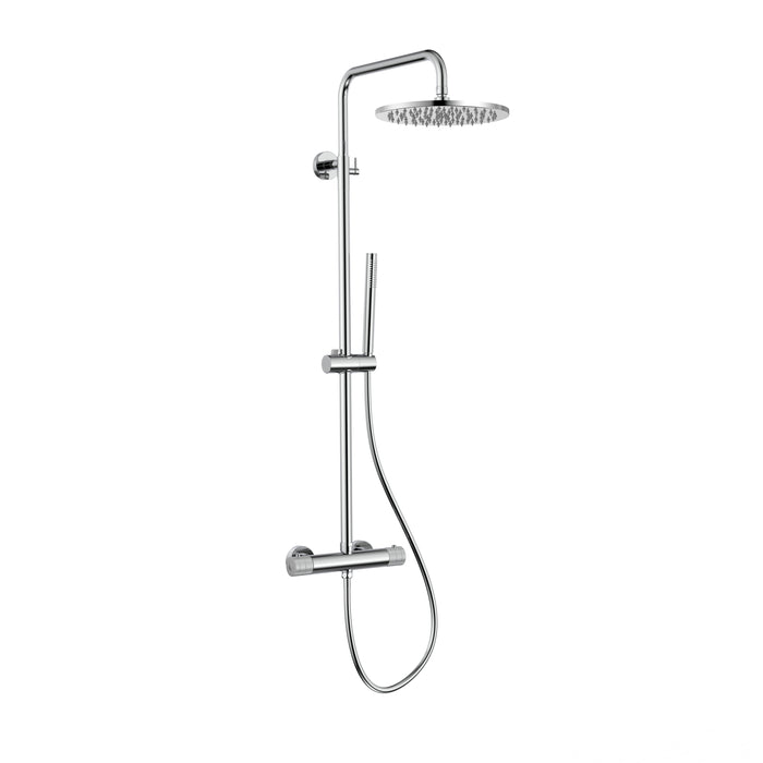 STRIA REGENDOUCHESET - THERMOSTATISCH - COOL TOUCH - HOOFDDOUCHE 30 CM - OPBOUW - KNOPPEN MET VERFIJNDE RIBBELSTRUCTUUR - BELGAQUA - BRUIN BRONS (PVD)
