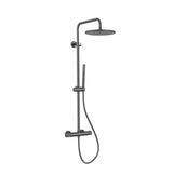 STRIA REGENDOUCHESET - THERMOSTATISCH - COOL TOUCH - HOOFDDOUCHE 30 CM - OPBOUW - KNOPPEN MET VERFIJNDE RIBBELSTRUCTUUR - BELGAQUA - BRUIN BRONS (PVD)