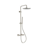 STRIA REGENDOUCHESET - THERMOSTATISCH - COOL TOUCH - HOOFDDOUCHE 30 CM - OPBOUW - KNOPPEN MET VERFIJNDE RIBBELSTRUCTUUR - BELGAQUA - BRUIN BRONS (PVD)